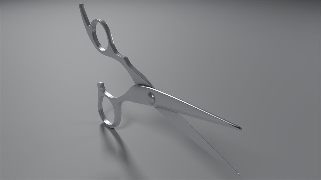 理美容ハサミの 3D モデルのレンダリング